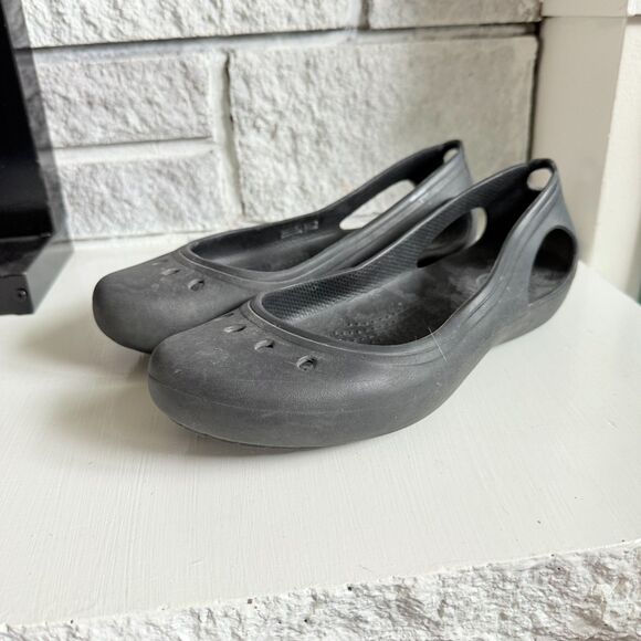Crocs Women's Kadee Slip On Comfort Rubber Ballet Flats Black - Size 8 - Picture 2 of 7